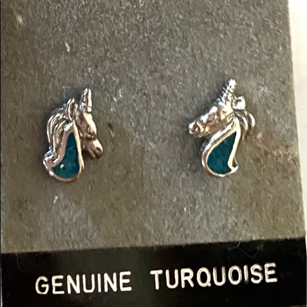 Genuine Turquoise Unicorn Earrings